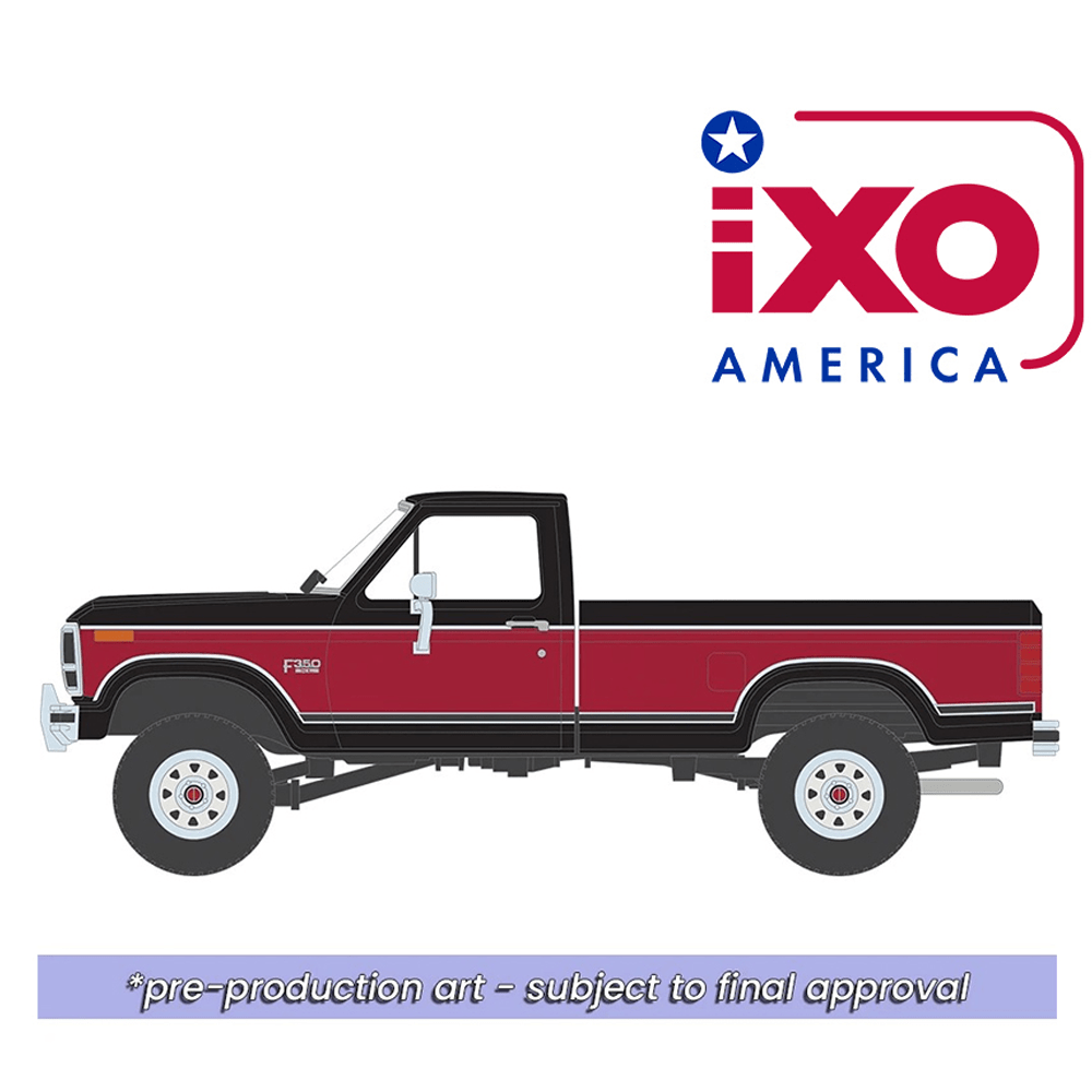 *Pre-Order* IXO Models - 1982 F-350 XL Short Bed – Raven Black & Candy Apple Red Deluxe Tu-Tone – Limited Edition - Top CollectiblesDiecastIXO Models