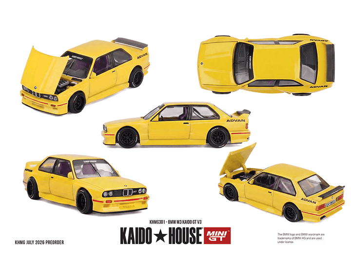 *Pre-Order* Kaido House x Mini GT - BMW M3 Kaido GT V3 ADVAN – Yellow *Sealed, Possibility of a Chase* - Top CollectiblesDiecastMini GT