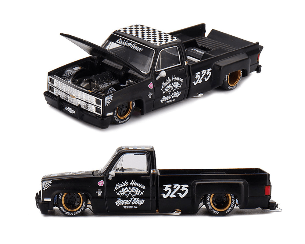 *Pre - Order* Kaido House x Mini GT - Chevrolet Silverado Dually Hot Rod V1 – Flat Black *Sealed, Possibility of a Chase* - Top CollectiblesDiecastMini GT
