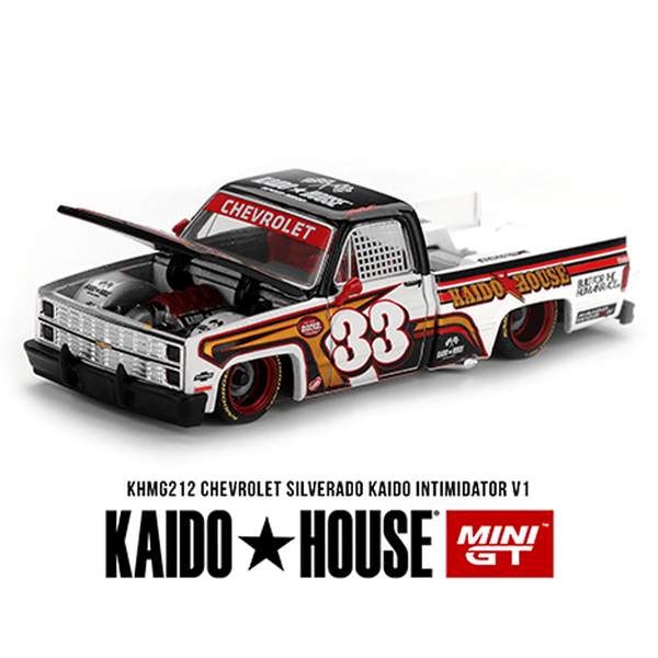 *Pre - Order* Kaido House x Mini GT - Chevrolet Silverado KAIDO Intimidator V1 – White w/ Brown Two - tone *Sealed, Possibility of a Chase* - Top CollectiblesDiecastMini GT
