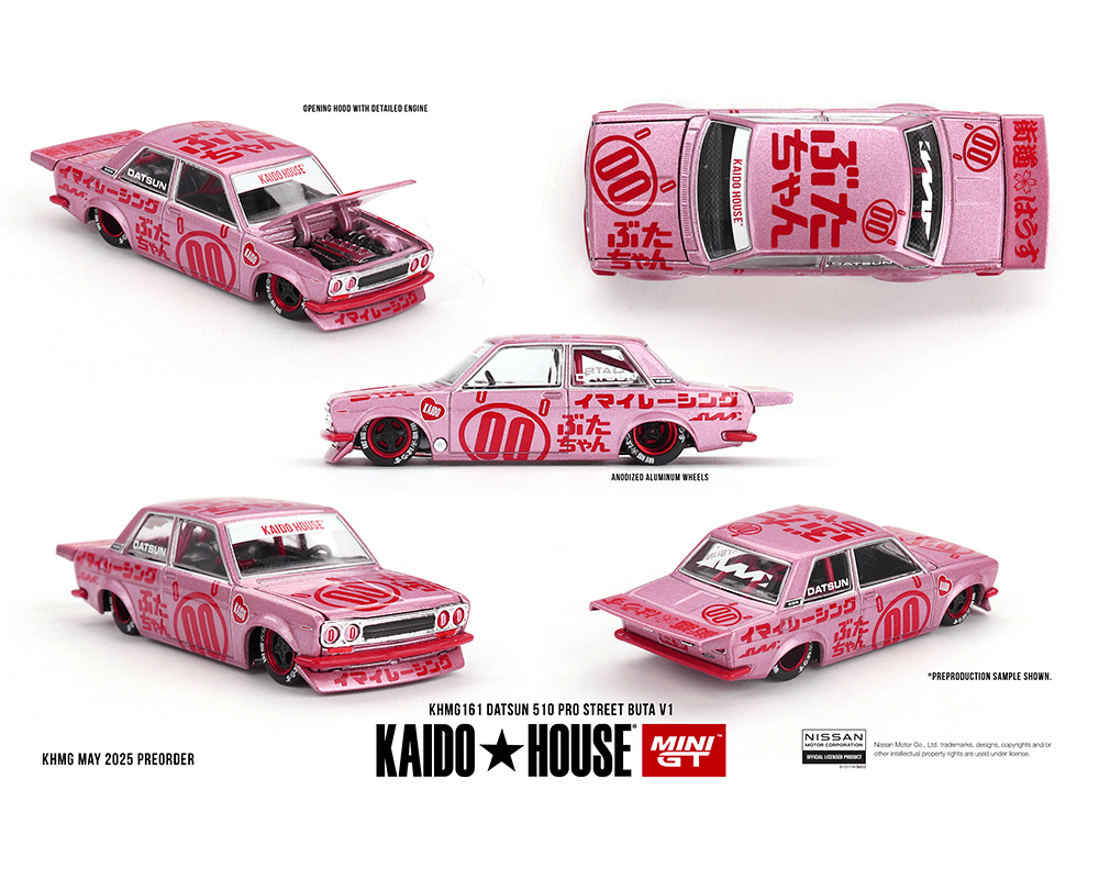 *Pre - Order* Kaido House x Mini GT - Datsun 510 Pro Street Buta V1 – Pink *Sealed, Possibility of a Chase* - Top CollectiblesDiecastMini GT