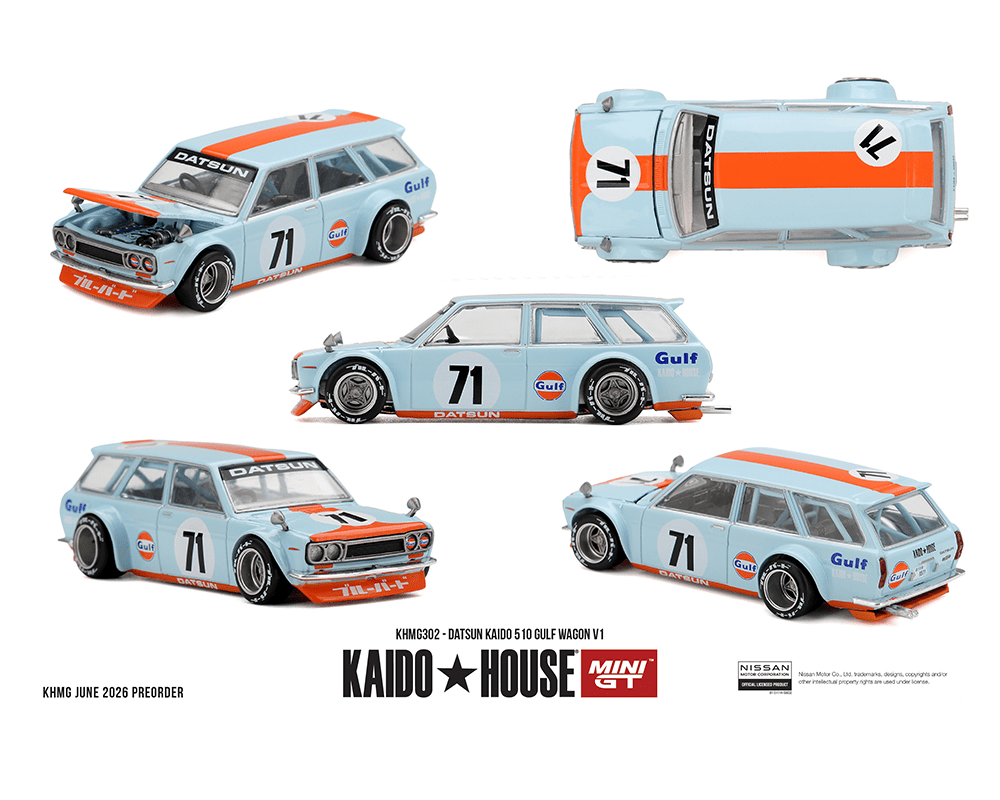 *Pre - Order* Kaido House x Mini GT - Datsun KAIDO 510 GULF Wagon V1 – Limited Edition *Sealed, Possibility of a Chase* - Top CollectiblesDiecastMini GT