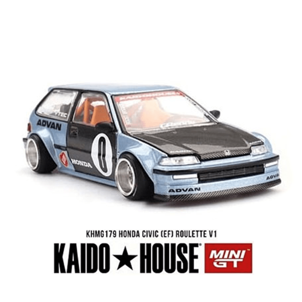 *Pre - Order* Kaido House x Mini GT - Honda Civic (EF) Kaido Roulette V1 - Light Blue *Sealed, Possibility of a Chase* - Top CollectiblesDiecastMini GT