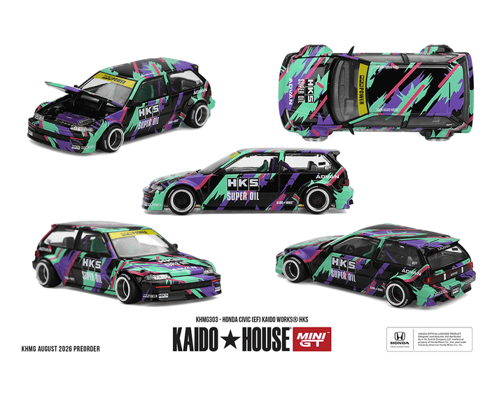 *Pre-Order* Kaido House x Mini GT - Honda Civic (EF) Kaido Works HKS *Sealed, Possibility of a Chase* - Top CollectiblesDiecastMini GT