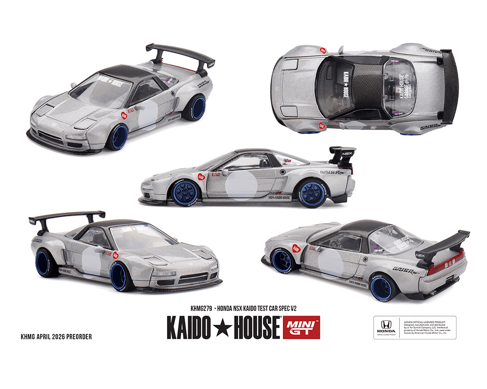 *Pre-Order* Kaido House x Mini GT - Honda NSX Kaido Test Car Spec V2 – Silver w/ Carbon *Sealed, Possibility of a Chase* - Top CollectiblesDiecastMini GT