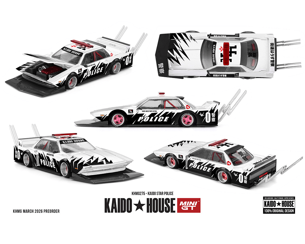 *Pre - Order* Kaido House x Mini GT - Kaido Star Police – White – Limited Edition *Sealed, Possibility of a Chase* - Top CollectiblesDiecastMini GT