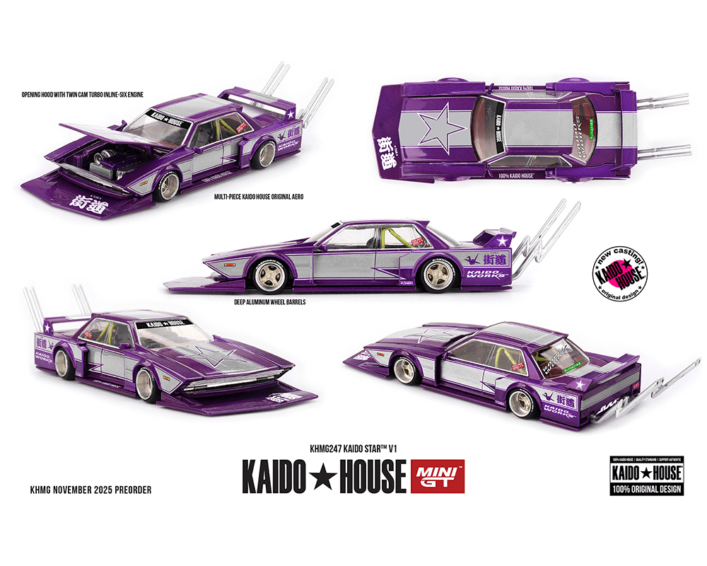 Pre-Order* Kaido House x Mini GT - Kaido Star V1 - Purple Silver Pre-Order* Kaido House x Mini GT - Kaido Star V1 - Purple Silver