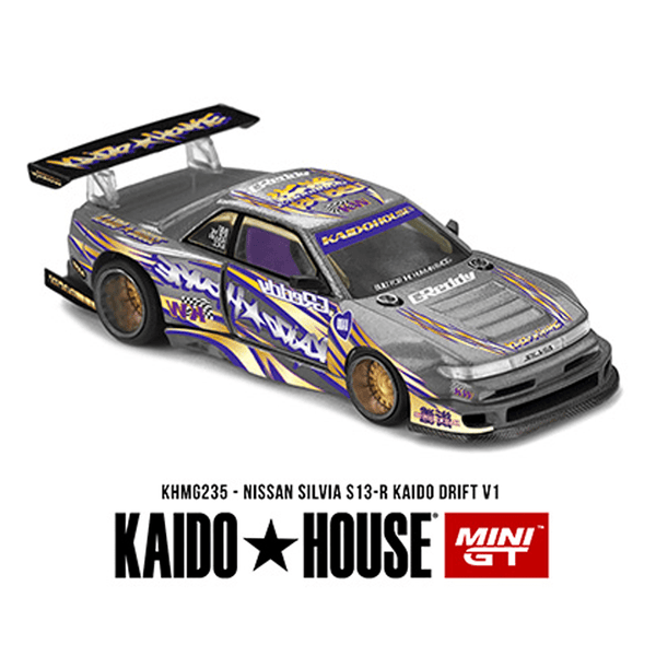 *Pre - Order* Kaido House x Mini GT - Nissan Silvia S13 - R Kaido Drift V1 Greddy – Gunmetal Gray *Sealed, Possibility of a Chase* - Top CollectiblesDiecastMini GT