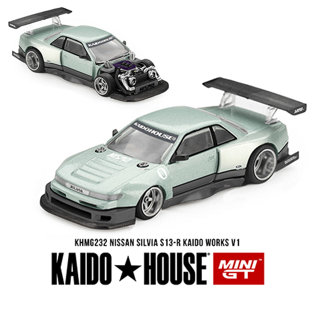 *Pre - Order* Kaido House x Mini GT - Nissan Silvia S13 - R KAIDO WORKS V1 – Sea Foam Green *Sealed, Possibility of a Chase* - Top CollectiblesDiecastMini GT