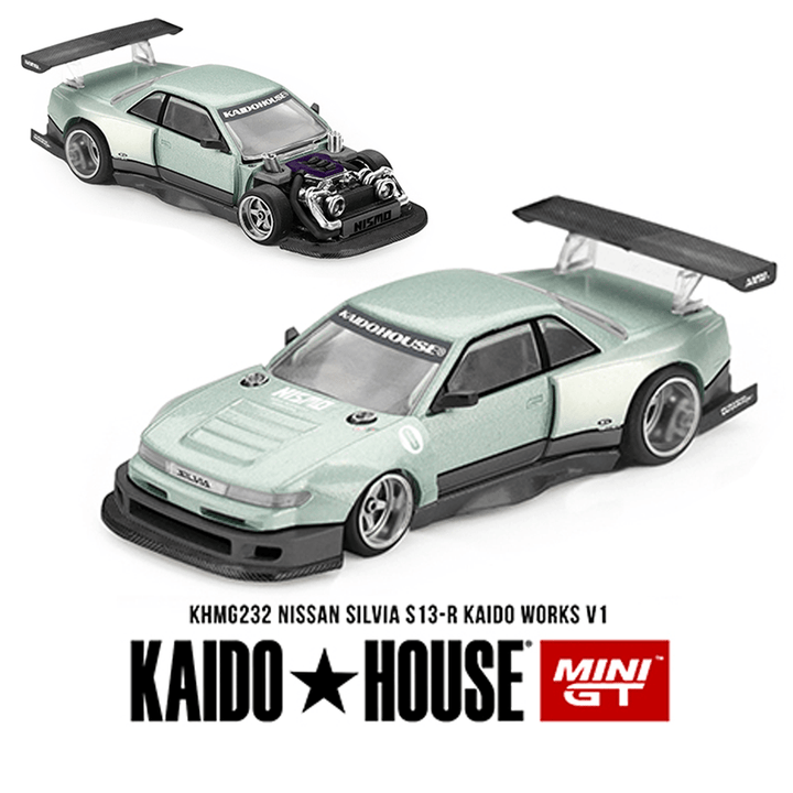 *Pre - Order* Kaido House x Mini GT - Nissan Silvia S13 - R KAIDO WORKS V1 – Sea Foam Green *Sealed, Possibility of a Chase* - Top CollectiblesDiecastMini GT