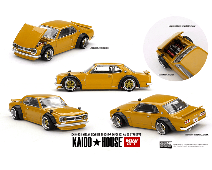 *Pre - Order* Kaido House x Mini GT - Nissan Skyline 2000 GT - R (KPGC10) Kaido Street V2 – Yellow *Sealed, Possibility of a Chase* - Top CollectiblesDiecastMini GT