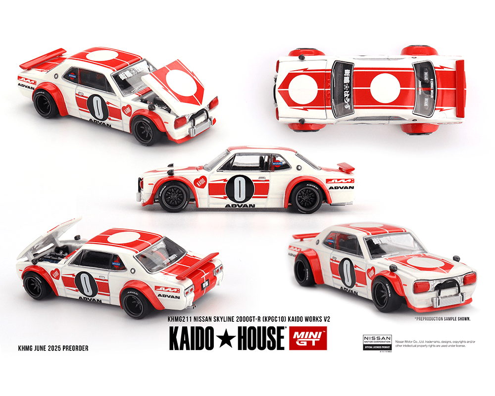 *Pre - Order* Kaido House x Mini GT - Nissan Skyline 2000GT - R (KPGC10) Kaido Works V2 – White *Sealed, Possibility of a Chase* - Top CollectiblesDiecastMini GT