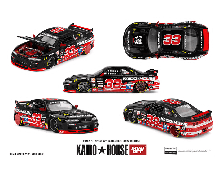 *Pre - Order* Kaido House x Mini GT - Nissan Skyline GT - R (R33) Black Kaido Cat – Limited Edition *Sealed, Possibility of a Chase* - Top CollectiblesDiecastMini GT