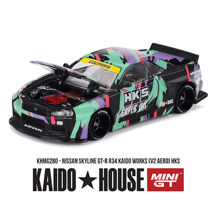 *Pre - Order* Kaido House x Mini GT - Nissan Skyline GT - R R34 Kaido Works (V2 Aero) HKS – Limited Edition *Sealed, Possibility of a Chase* - Top CollectiblesDiecastMini GT
