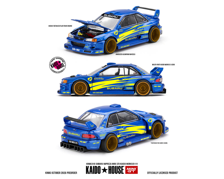 *Pre-Order* Kaido House x Mini GT - Subaru Impreza WRX STI KAIDO WORKS V1 – Blue *Sealed, Possibility of a Chase* - Top CollectiblesDiecastMini GT