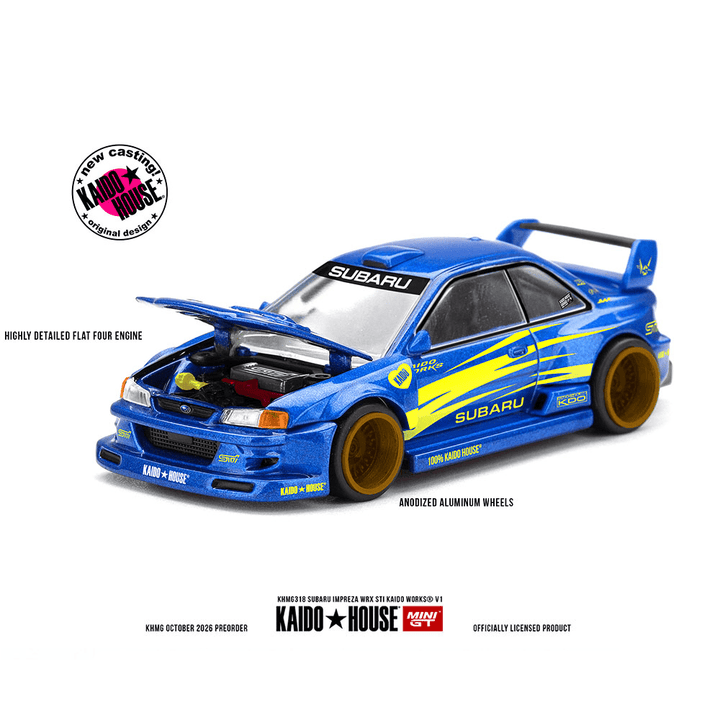 *Pre-Order* Kaido House x Mini GT - Subaru Impreza WRX STI KAIDO WORKS V1 – Blue *Sealed, Possibility of a Chase* - Top CollectiblesDiecastMini GT