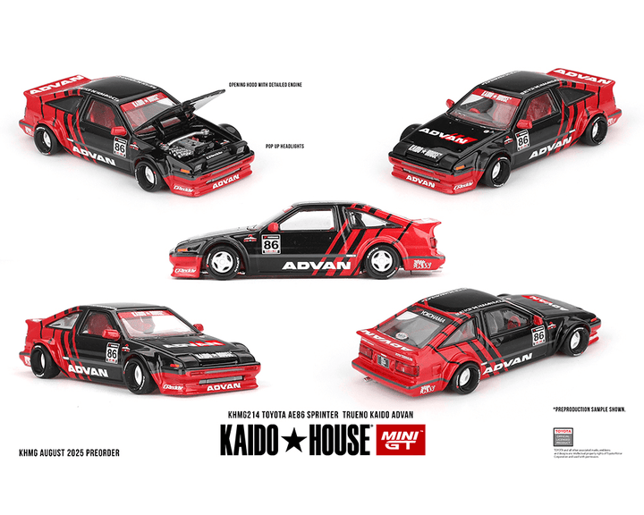 *Pre - Order* Kaido House x Mini GT - Toyota AE86 Sprinter Trueno Kaido ADVAN – Red/Black *Sealed, Possibility of a Chase* - Top CollectiblesDiecastMini GT