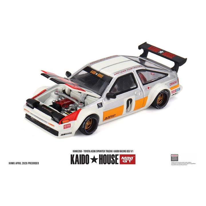 *Pre-Order* Kaido House x Mini GT - Toyota AE86 Sprinter Trueno Kaido Racing Dev V1 – White *Sealed, Possibility of a Chase* - Top CollectiblesDiecastMini GT