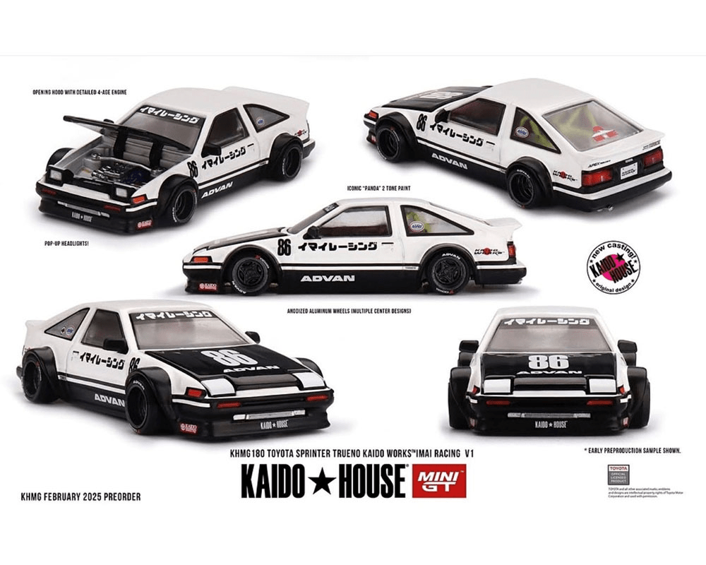 *Pre - Order* Kaido House x Mini GT - Toyota AE86 Sprinter Trueno Kaido Street V1 - White *Sealed, Possibility of a Chase* - Top CollectiblesDiecastMini GT