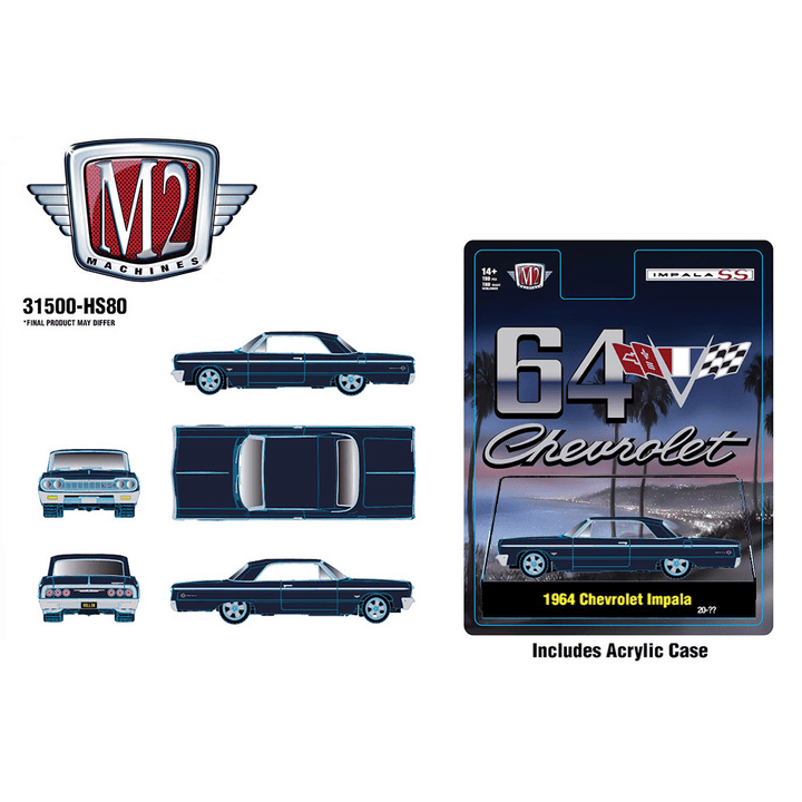 *Pre - Order* M2 Machines - 1964 Chevrolet Impala Hard Top – Daytona Blue Metallic – Hobby Exclusive - Top CollectiblesDiecastM2 Machines