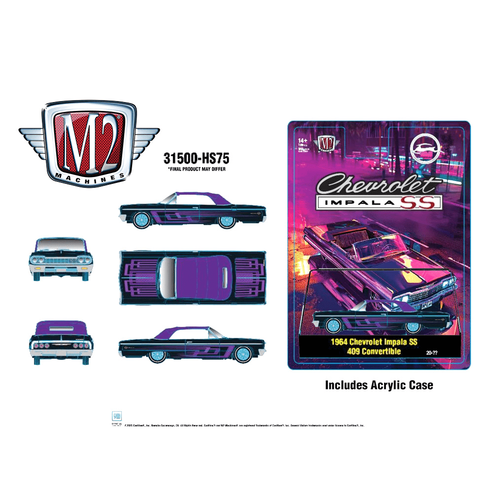 *Pre - Order* M2 Machines - 1964 Chevrolet Impala SS 409 Convertible – Black – Hobby Exclusive - Top CollectiblesDiecastM2 Machines