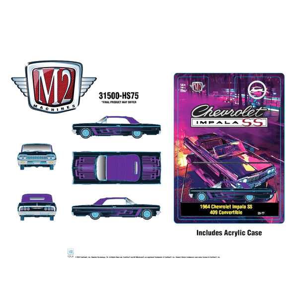 *Pre - Order* M2 Machines - 1964 Chevrolet Impala SS 409 Convertible – Black – Hobby Exclusive - Top CollectiblesDiecastM2 Machines