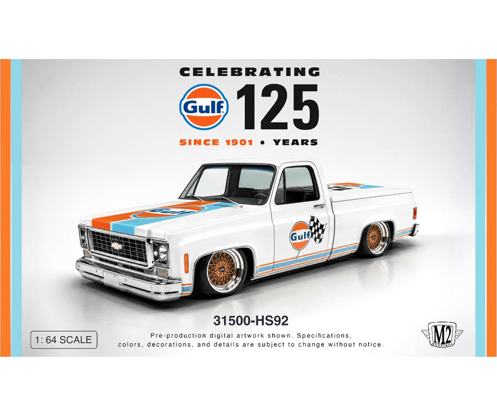 *Pre-Order* M2 Machines - 1973 Chevrolet Custom Deluxe 10 “GULF” – White – Hobby Exclusive - Top CollectiblesDiecastM2 Machines