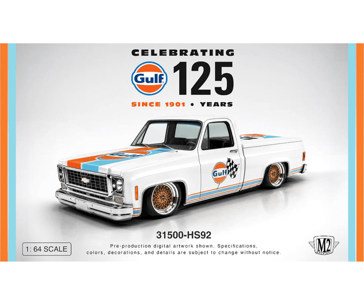 *Pre-Order* M2 Machines - 1973 Chevrolet Custom Deluxe 10 “GULF” – White – Hobby Exclusive - Top CollectiblesDiecastM2 Machines