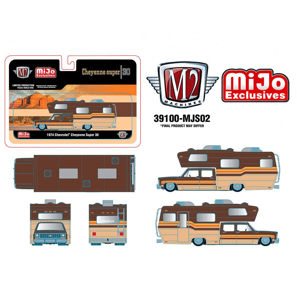 *Pre-Order* M2 Machines - 1974 Chevrolet Cheyenne Super 30 Custom Camper – Beige Brown – MiJo Exclusives - Top CollectiblesDiecastM2 Machines