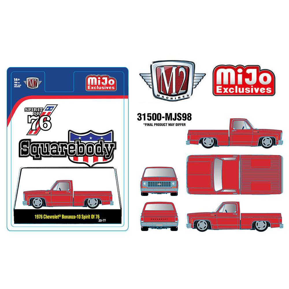 *Pre - Order* M2 Machines - 1976 Chevrolet Silverado Bonanza - 10 SPIRIT OF 76 Squarebody USA Special Edition – Red – MiJo Exclusives - Top CollectiblesDiecastM2 Machines