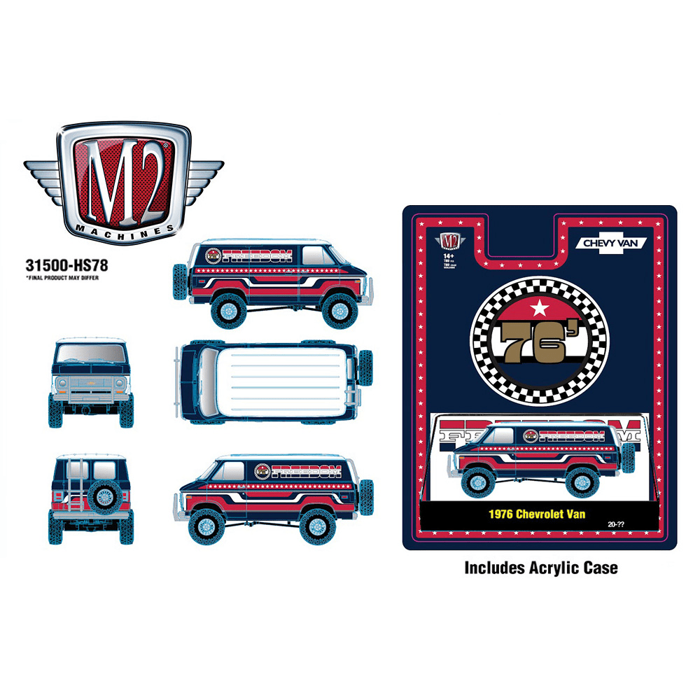 *Pre - Order* M2 Machines - 1976 Chevrolet Van “FREEDOM EDITION” – Red - Hobby Exclusive - Top CollectiblesDiecastM2 Machines