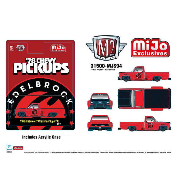 *Pre - Order* M2 Machines - 1978 Chevrolet Cheyenne Super 30 Custom EDELBROCK – Red – MiJo Exclusives Limited Edition - Top CollectiblesDiecastM2 Machines