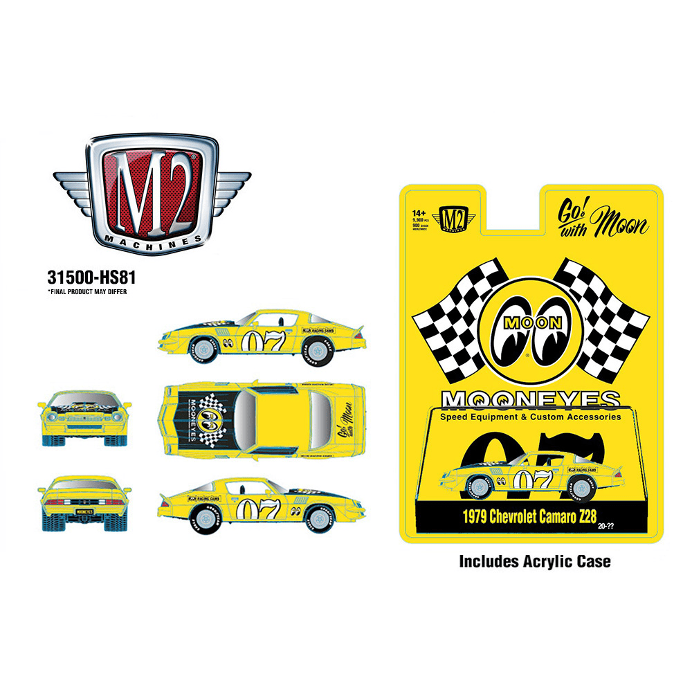 *Pre - Order* M2 Machines - 1979 Chevrolet Camaro Z28 Mooneyes Speed Equipment – Yellow – Hobby Exclusive - Top CollectiblesDiecastM2 Machines