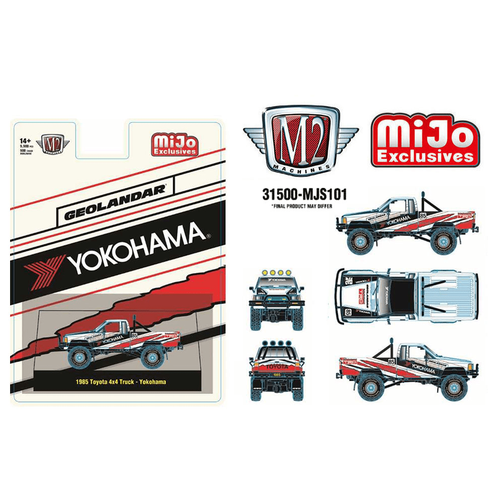 *Pre - Order* M2 Machines - 1985 Toyota 4×4 Off - Road Pickup Yokohama Geolandar – White – MiJo Exclusives - Top CollectiblesDiecastM2 Machines