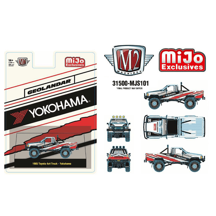 *Pre - Order* M2 Machines - 1985 Toyota 4×4 Off - Road Pickup Yokohama Geolandar – White – MiJo Exclusives - Top CollectiblesDiecastM2 Machines