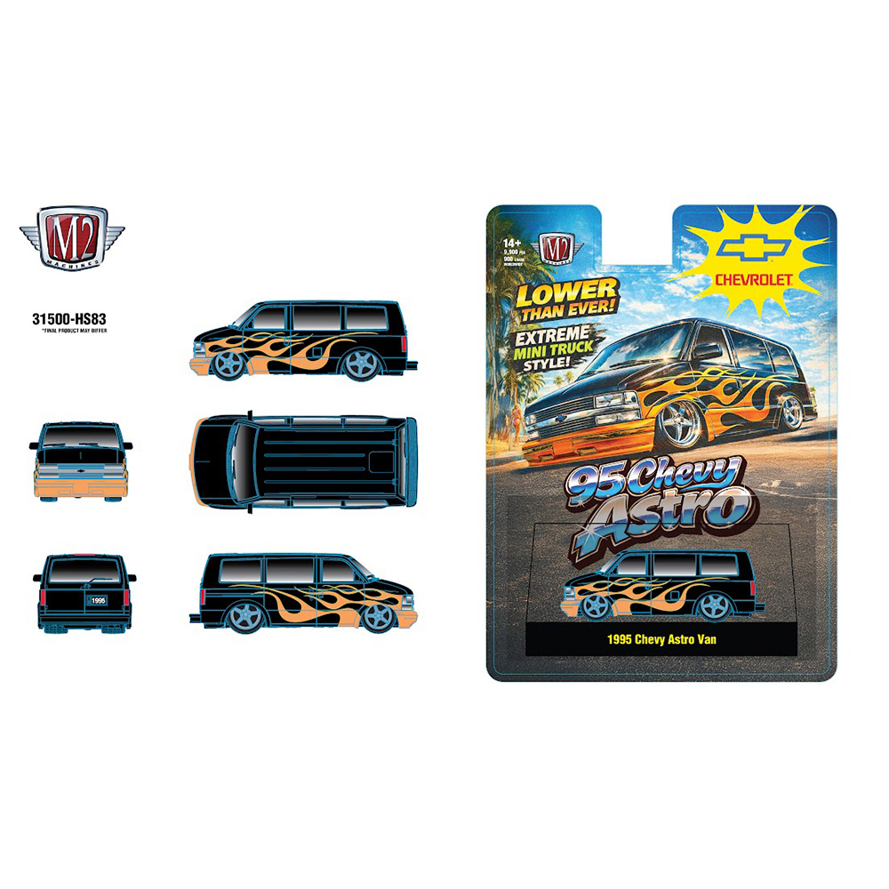 *Pre - Order* M2 Machines - 1995 Chevrolet Astro Van – Black with Flames – Hobby Exclusive - Top CollectiblesDiecastM2 Machines