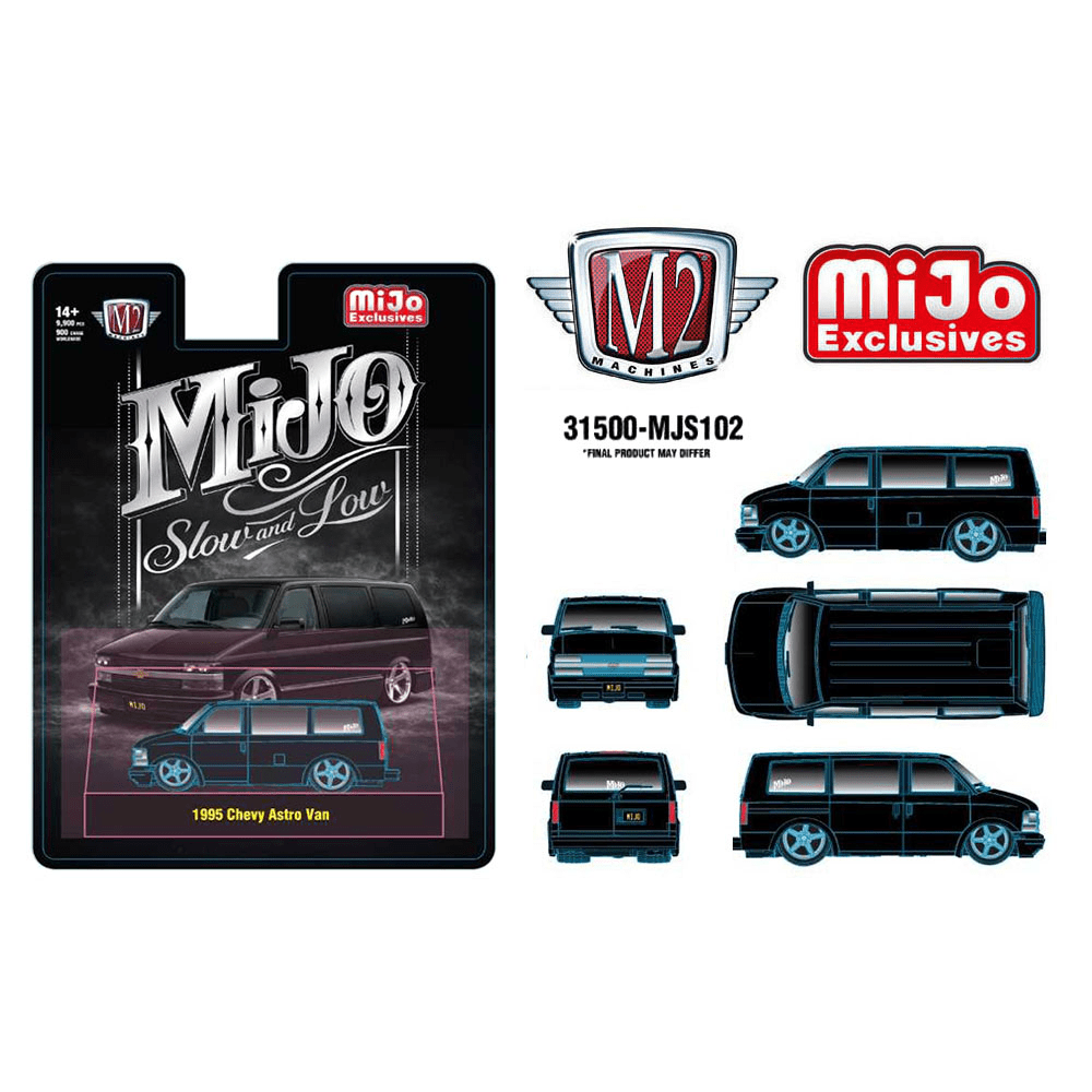 *Pre - Order* M2 Machines - 1995 Chevrolet Astro Van Custom Slow & Low – Black – MiJo Exclusives - Top CollectiblesDiecastM2 Machines