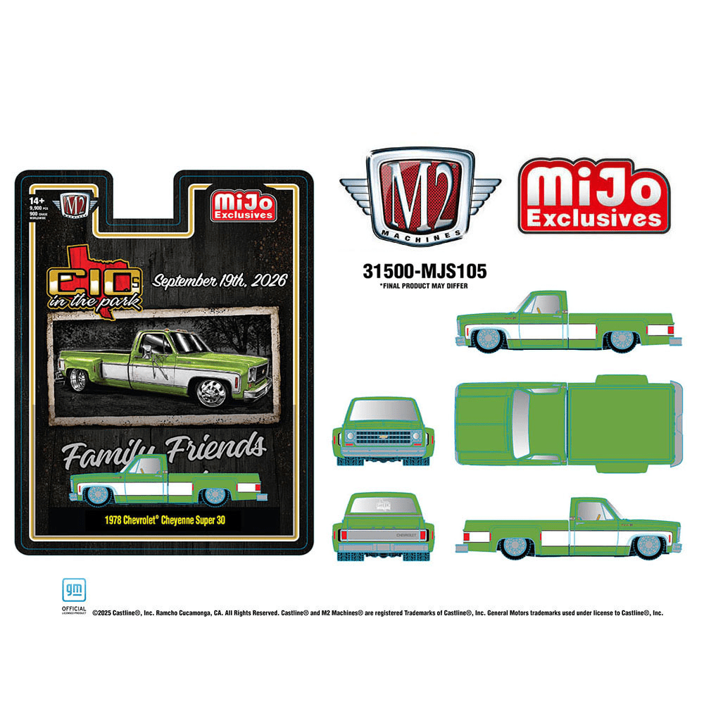 *Pre - Order* M2 Machines - 2026 “C10s In The Park” 1978 Chevrolet Cheyenne Super 30 – Two - Tone Green White – Mijo Exclusives - Top CollectiblesDiecastM2 Machines