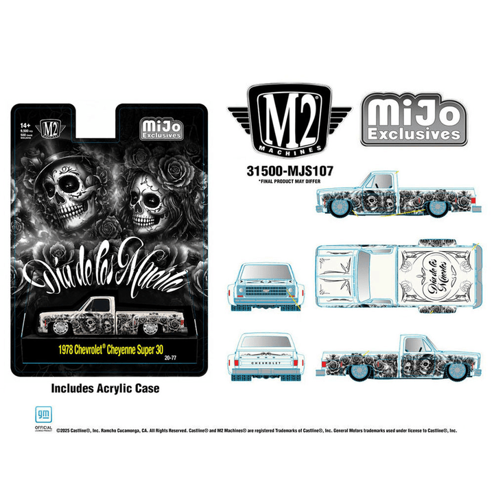 *Pre-Order* M2 Machines - 2026 “Dias De Los Muertos” 1978 Chevrolet Cheyenne Super 30 – Pearl White – Mijo Exclusives - Top CollectiblesDiecastM2 Machines