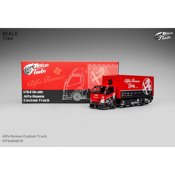 *Pre - Order* MicroTurbo - Custom Alfa Romeo Box Truck - AR Red - Top CollectiblesDiecastPeako