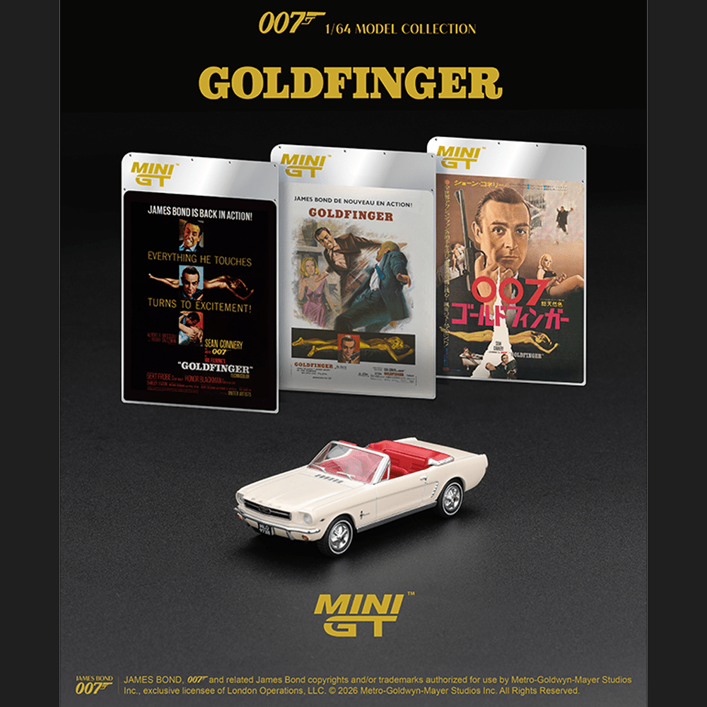 *Pre-Order* Mini GT - James Bond 007 1964 Ford Mustang Convertible “Goldfinger” – English Packaging – Limited Edition - Top CollectiblesDiecastMini GT