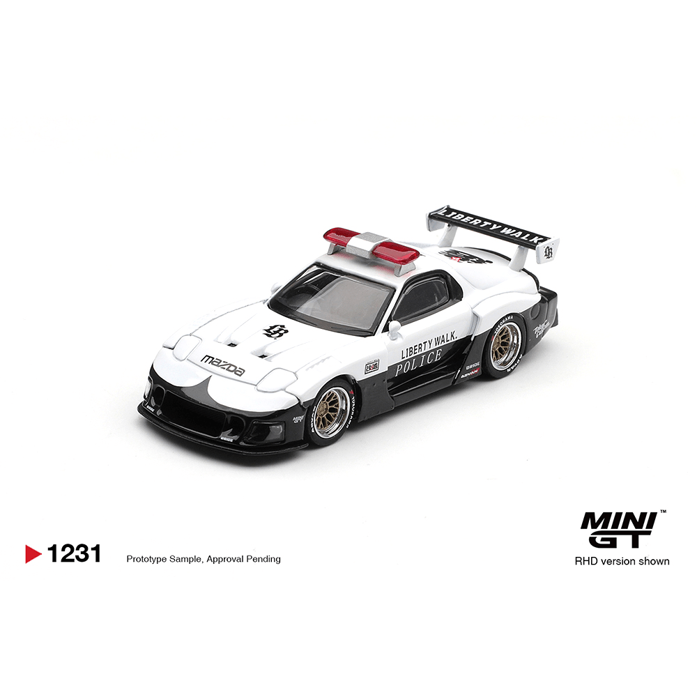*Pre - Order* Mini GT - Mazda RX - 7 LB - Super Silhouette Police – White – Limited Edition - Top CollectiblesDiecastMini GT