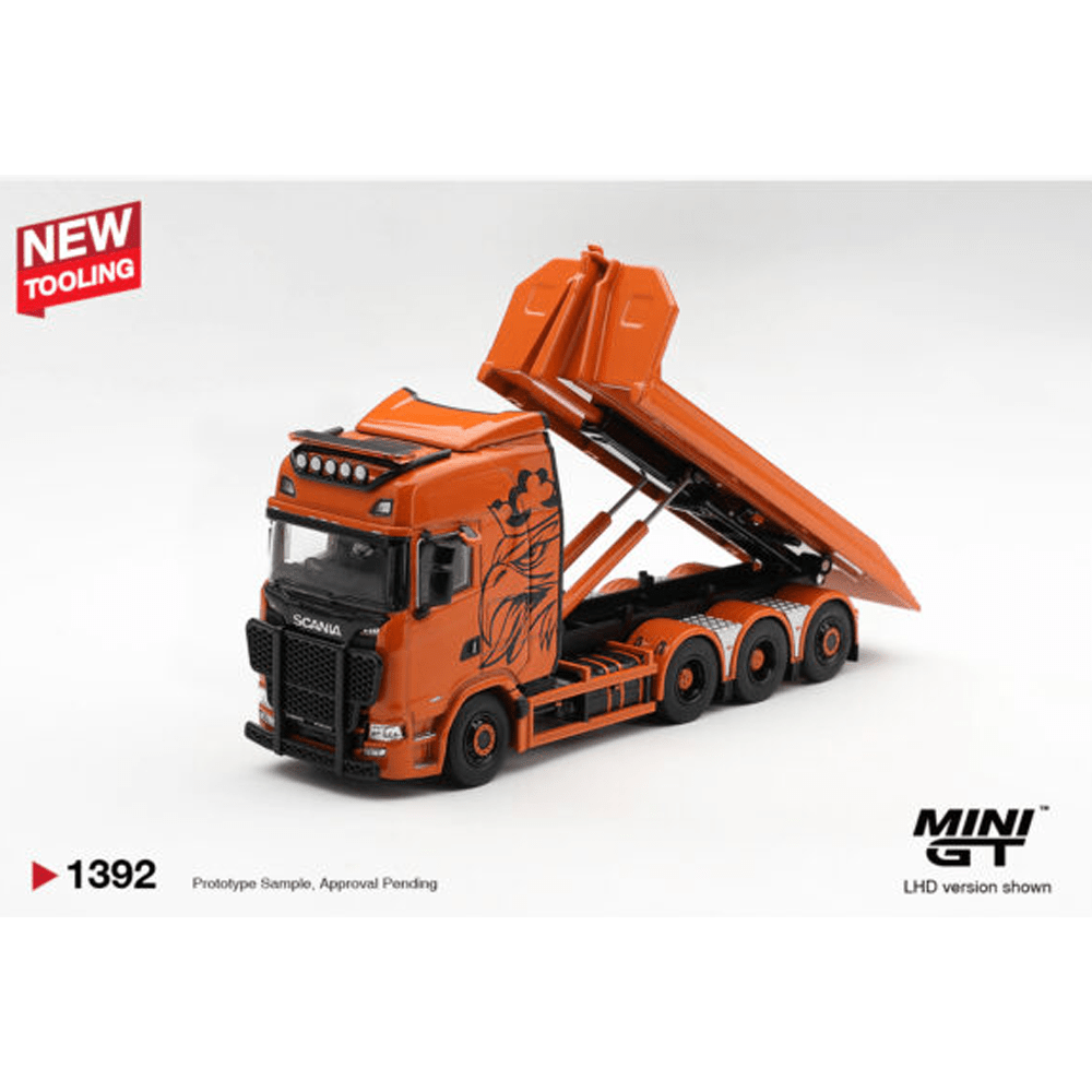 *Pre-Order* Mini GT - Scania 770S B8x4NA Hooklift Flatbed Orange - Limited Edition - Top CollectiblesDiecastMini GT