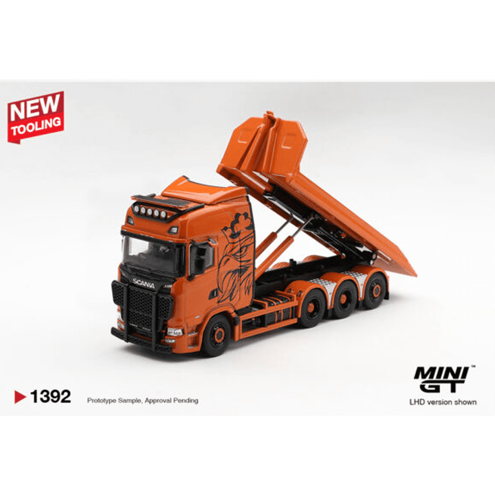 *Pre-Order* Mini GT - Scania 770S B8x4NA Hooklift Flatbed Orange - Limited Edition - Top CollectiblesDiecastMini GT