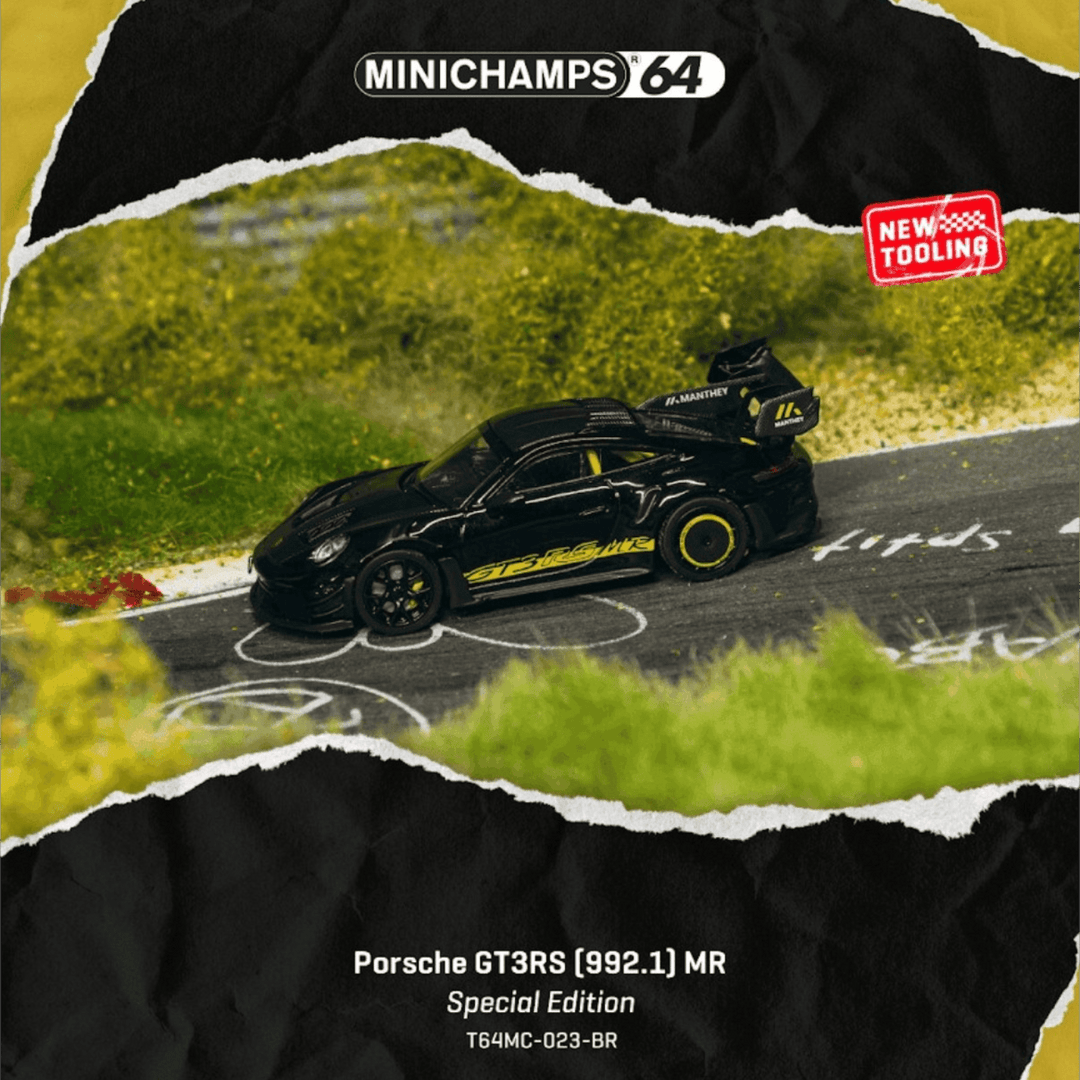 *Pre-Order* MINICHAMPS64 - Porsche GT3RS (992.1) MR Black Yellow Tarmac Special Edition - Top CollectiblesDiecastMinichamps
