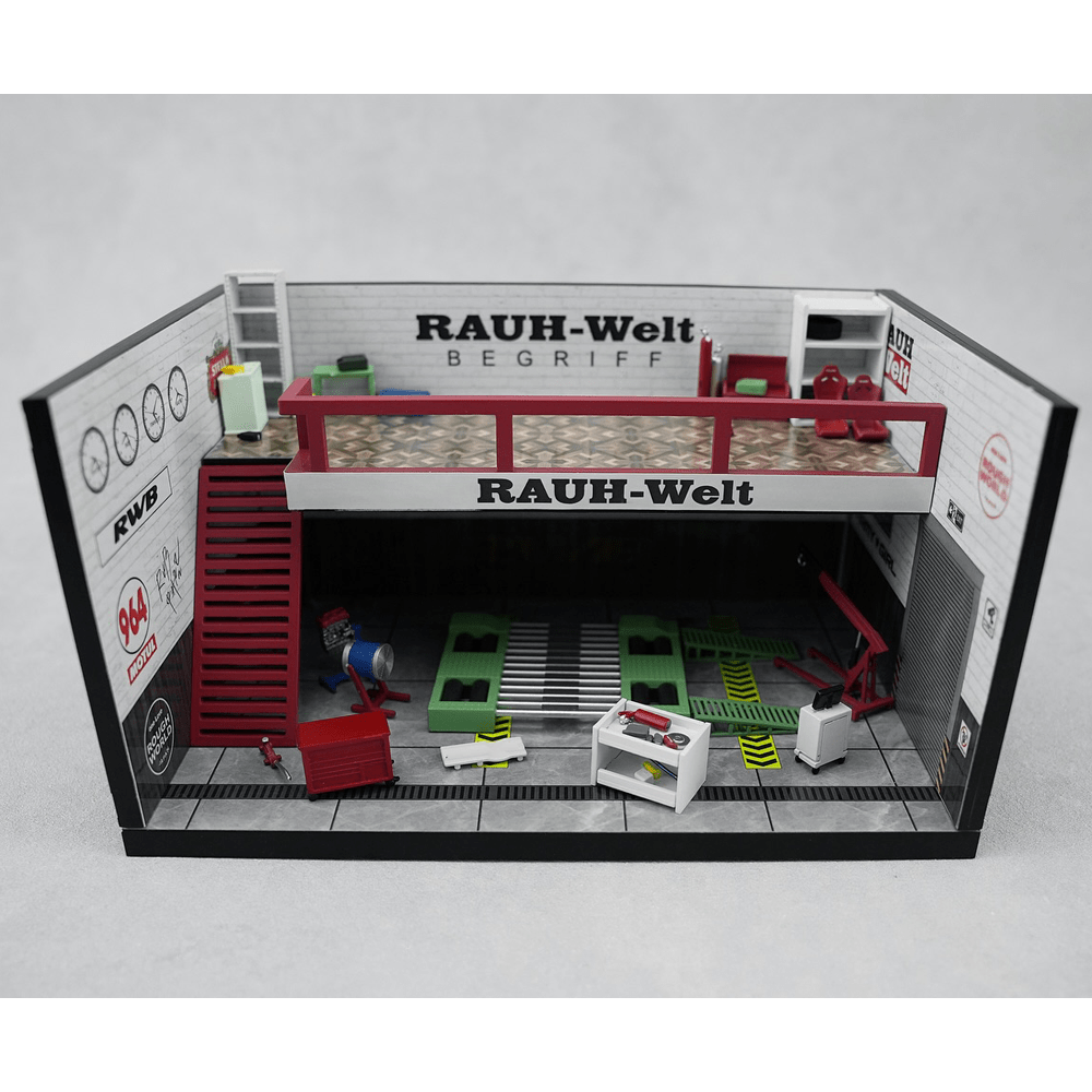 *Pre - Order* MotorHelix - Garage Scene Diorama Set - RWB Theme Garage White - Top CollectiblesDiecastMotorHelix