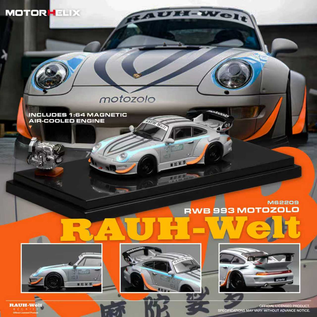 *Pre - Order* MotorHelix - RWB 993 MOTOZOLO with Magnetic Air - Cooled Engine - Top CollectiblesDiecastMotorHelix