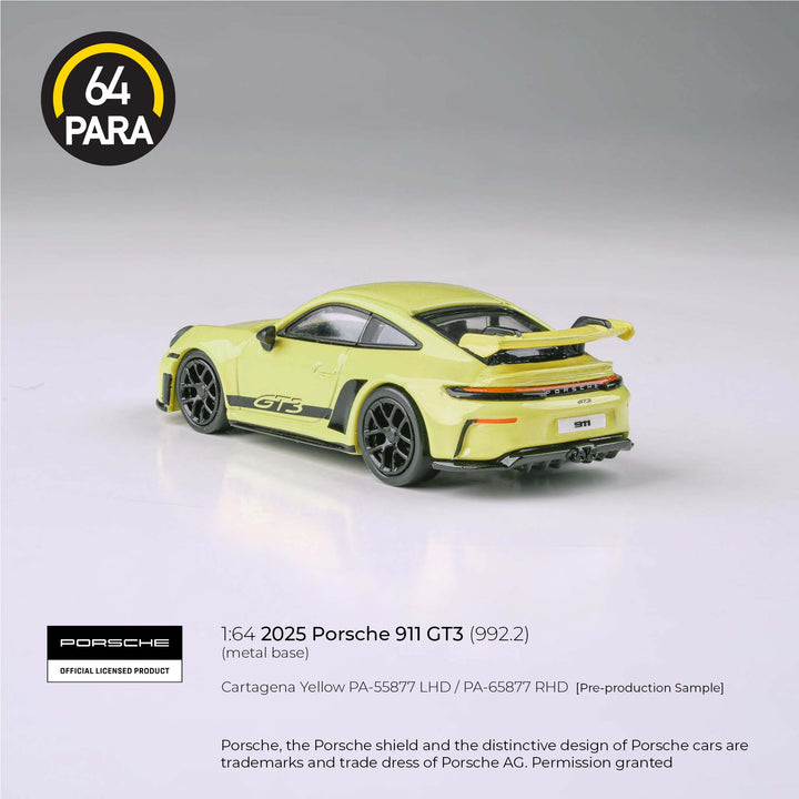 *Pre - Order* Para64 - 2025 Porsche 911 GT3 (992.2) Cartagena Yellow LHD - Top CollectiblesDiecastPara64