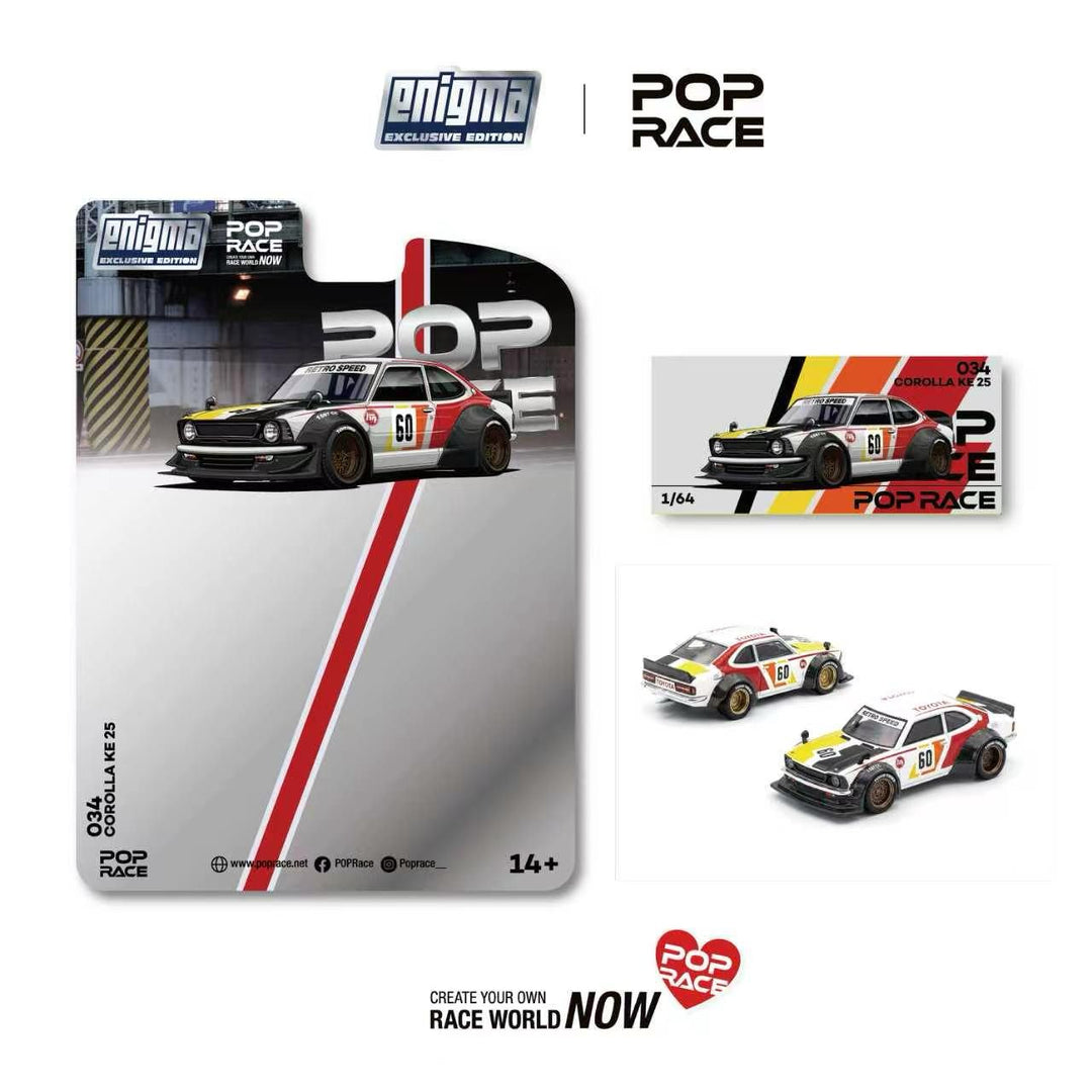 *Pre - Order* Pop Race - Corolla KE25 Racing *Enigma Exclusive Edition* - Top CollectiblesDiecastPop Race