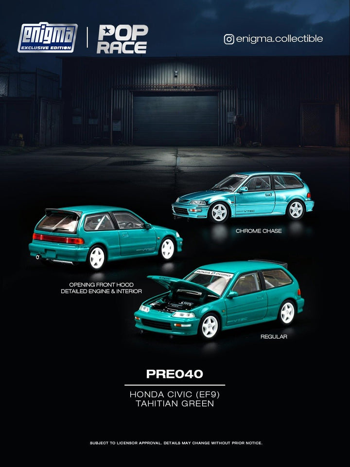 *Pre-Order* Pop Race - Honda Civic (EF9) - Tahitian Green *Enigma Exclusive Edition* - Top CollectiblesDiecastPop Race